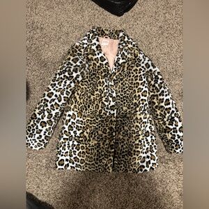 Girls faux fur cheetah jacket